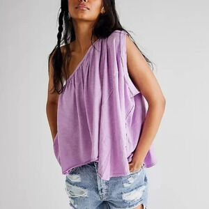 $58 We the Free People Purple Spring Break One Shoulder Top Small NEW